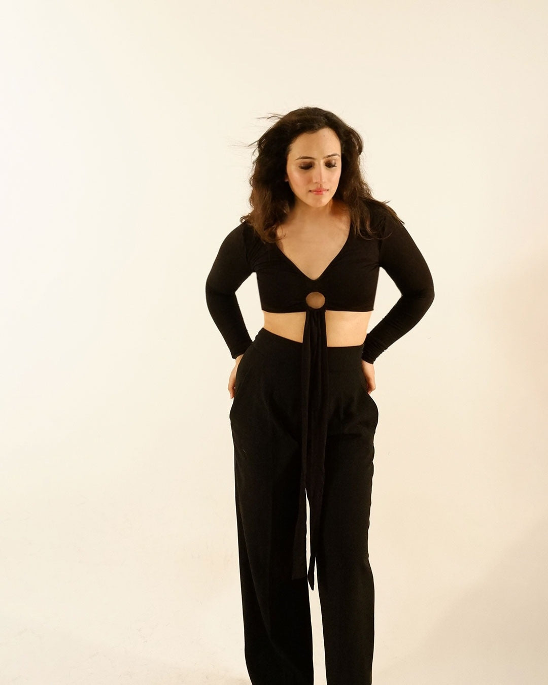 Women's Black Cuddle Crop Top