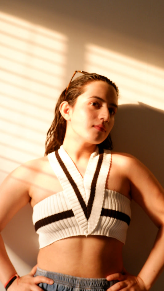 Women Halter Neck Knitted Top