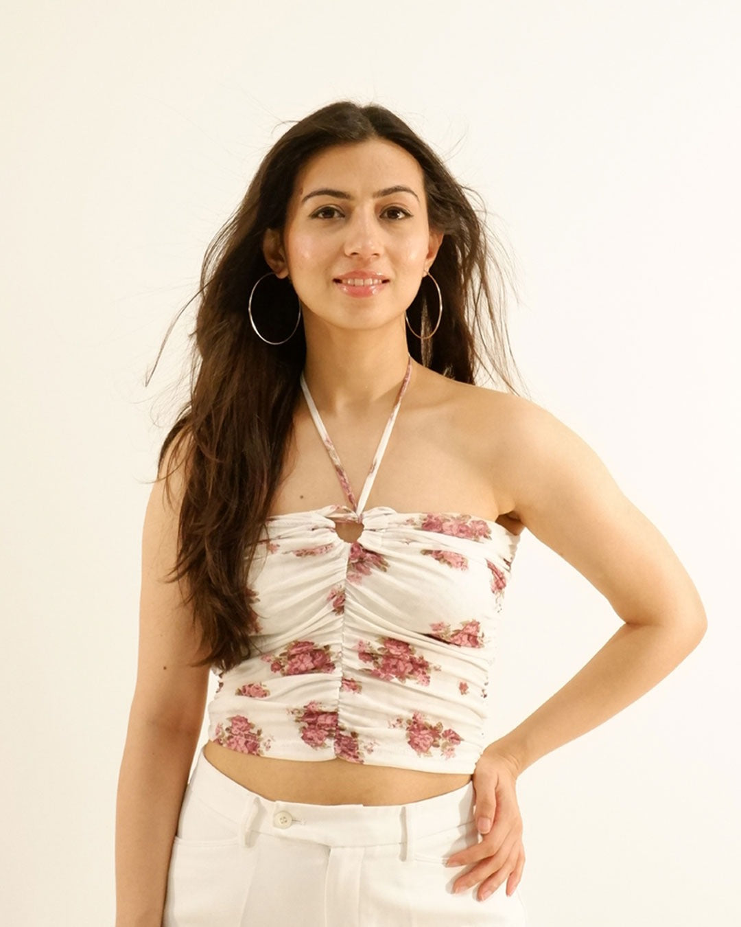 Ruched Mesh Tube Top In Green