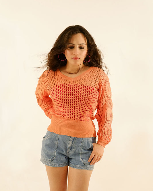 Women's Knitted Mesh Top